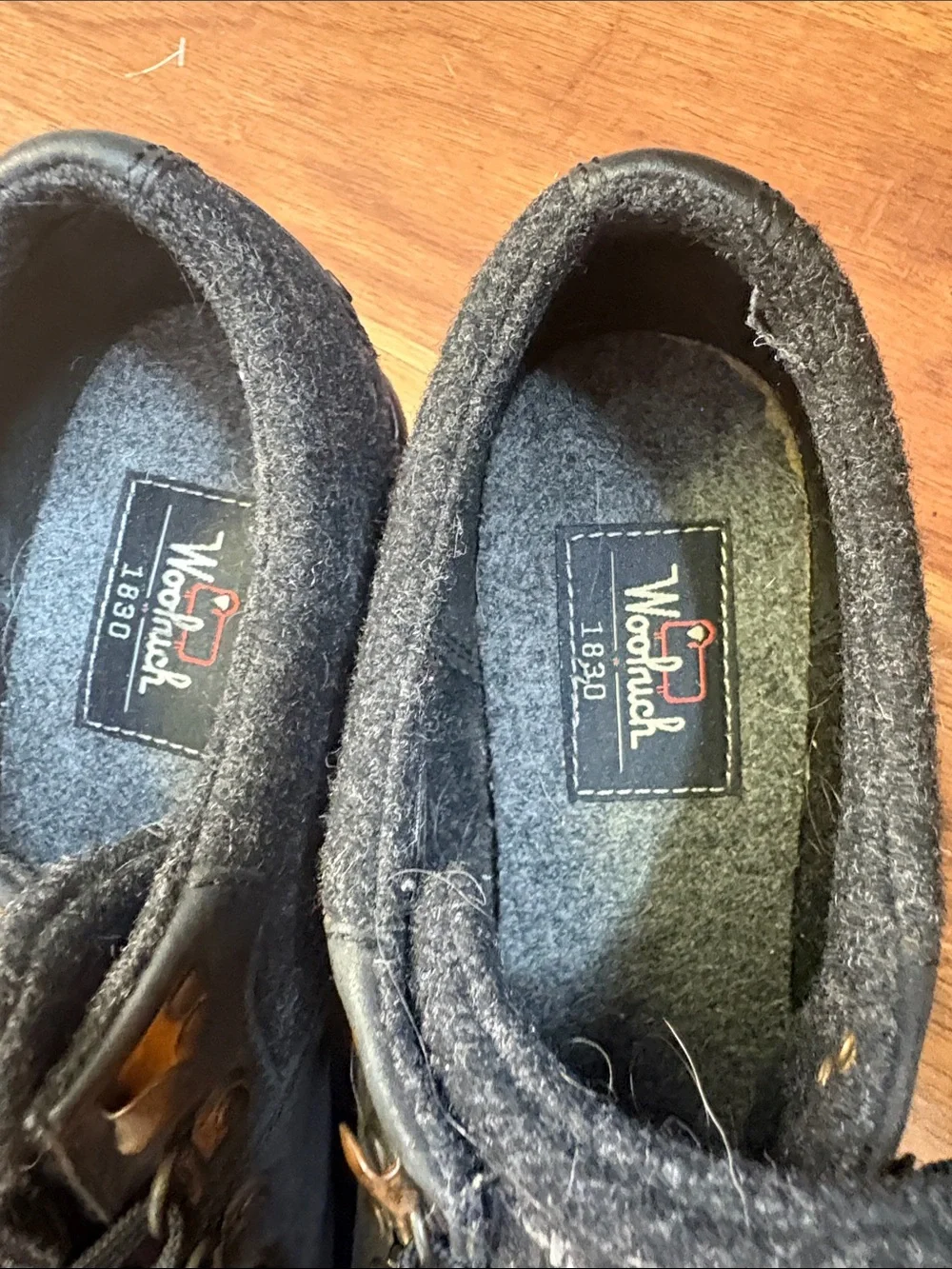 Woolrich Black Leather & Dark Gray Wool Hiker Sneakers